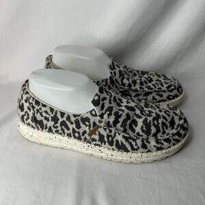 Hey Dude Shoes Misty Woven Cheetah Gray Womens Size 9